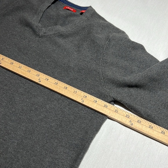Izod Charcoal Gray 100% Cotton V Neck Sweater Men’d Size Small - Picture 7 of 10